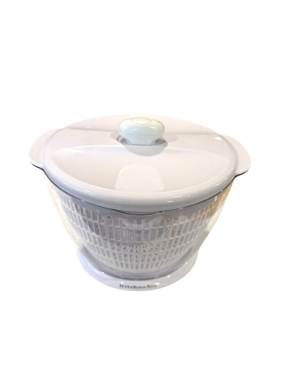 KitchenAid Salad Spinner White Plastic Compact Easy Grip Handle Non Slip Base